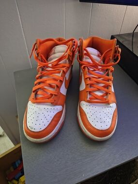 Nike White and Orange High-Top Sneakers